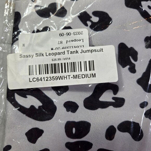 Jumpsuit Womens Medium Snow Leopard Print Pockets Soft Lightweight Lounge NEW - Picture 11 of 11